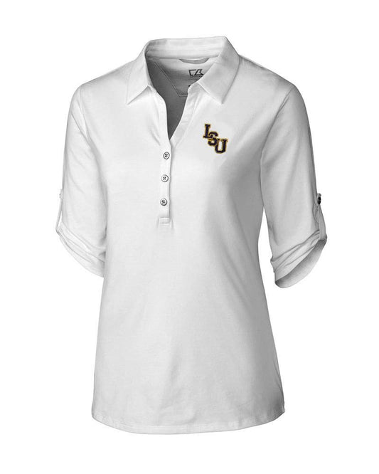 LSU Cutter & Buck Women's 3/4 Sleeve Thrive Shirt