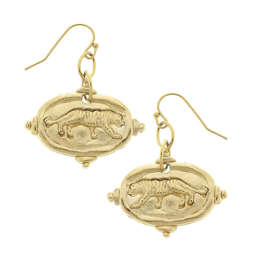 Gold Tiger Susan Shaw Earrings