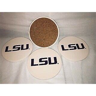 LSU Tigers Ceramic White Coaster Set