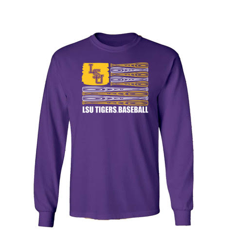 LSU Tigers Baseball Flag Long-Sleeve T-Shirt